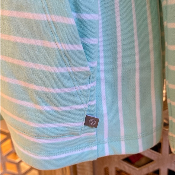 T by Talbots Mint Blue Striped Full Zip-Up Jacket size Medium - Picture 7 of 12